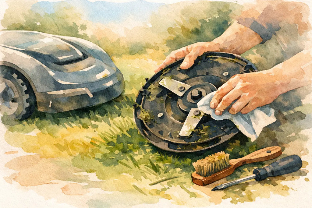 Rengør knivdisk på robotplæneklipper - guide